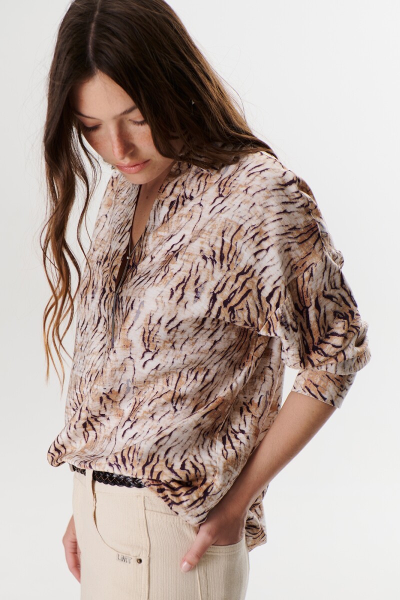 BLUSA HANNA ANIMAL BEIGE