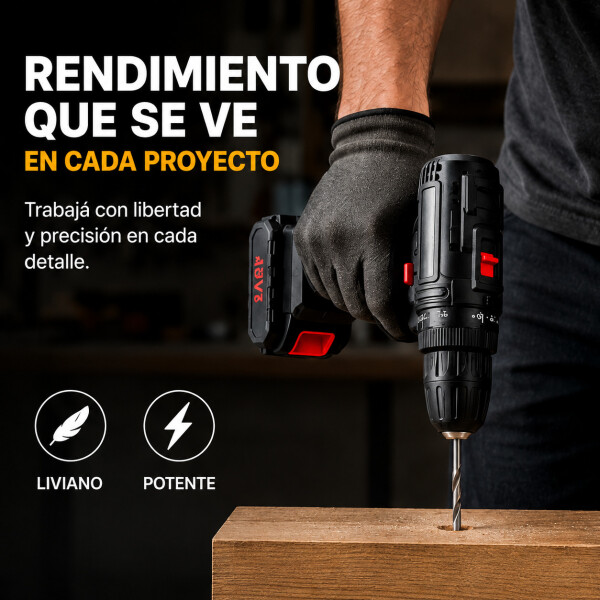 Taladro Percutor Atornillador + 2 Baterías 48V Inalambrico Negro