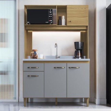 COCINA COMPACTA 4 PUERTAS 1 CAJON 1.22 MT - IPE/GRIS COCINA COMPACTA 4 PUERTAS 1 CAJON 1.22 MT - IPE/GRIS