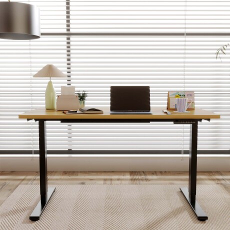 ESCRITORIO REGULABLE METAL-Y-MDF NEGRO E1PRO
