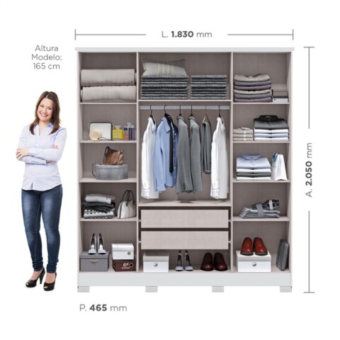 Juego de Dormitorio Ropero Monaco 4 Puertas y Comoda Vega 4 Cajones - Blanco Juego de Dormitorio Ropero Monaco 4 Puertas y Comoda Vega 4 Cajones - Blanco