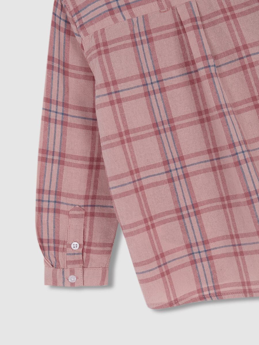 Camisa Cuadros Coral Oscuro