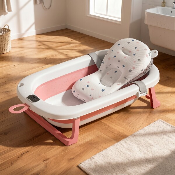 Bañito Plegable Cambiador Baño Con Sensor Temperatura Bañera Bebes Ducha Banito Imback Color Rosa Bañito Plegable Cambiador Baño Con Sensor Temperatura Bañera Bebes Ducha Banito Imback Color Rosa