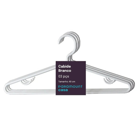 Set X3 Perchas Paramount 40cm en Plástico para Colgar Ropa Blanco
