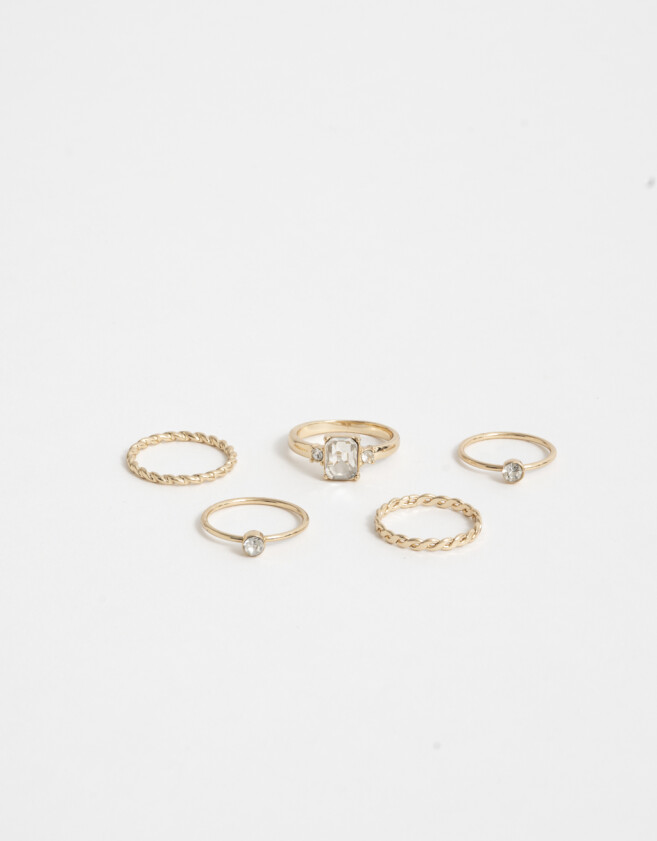 Sets Anillos Strass Crystal Sets De Anillos Con Strass Crystal - Dorado