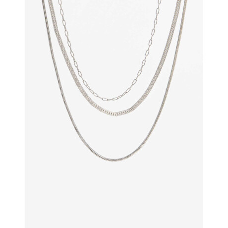Collar Multicadenas Plateado Rodio