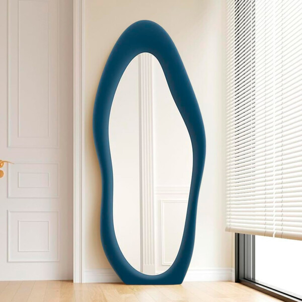 Espejo Mango, Cuerpo Entero, Forma Irregular AZUL