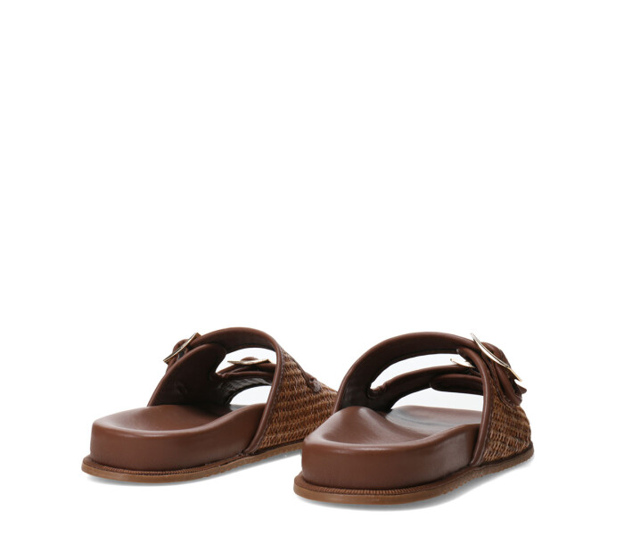 Sandalias de Mujer Bottero Baja Doble Hebilla Marrón Caramelo