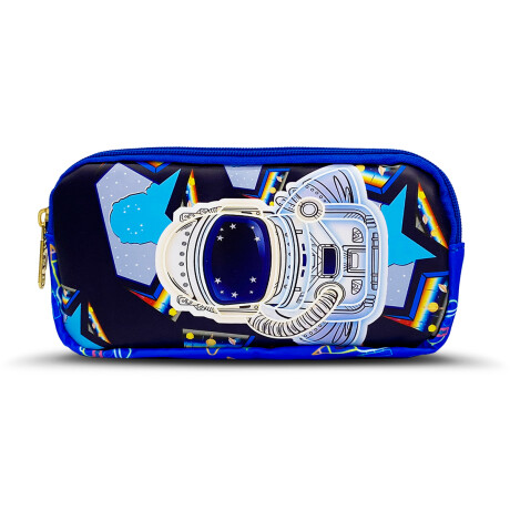 Mochila Escolar 3en1 Lunchera + Cartuchera Infantil Azul Astronauta