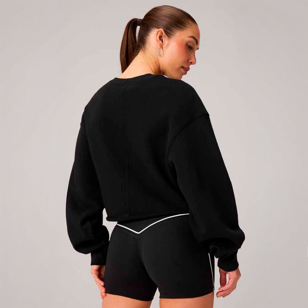 Polera Heavy Terry Cropped Pullover Mujer Black