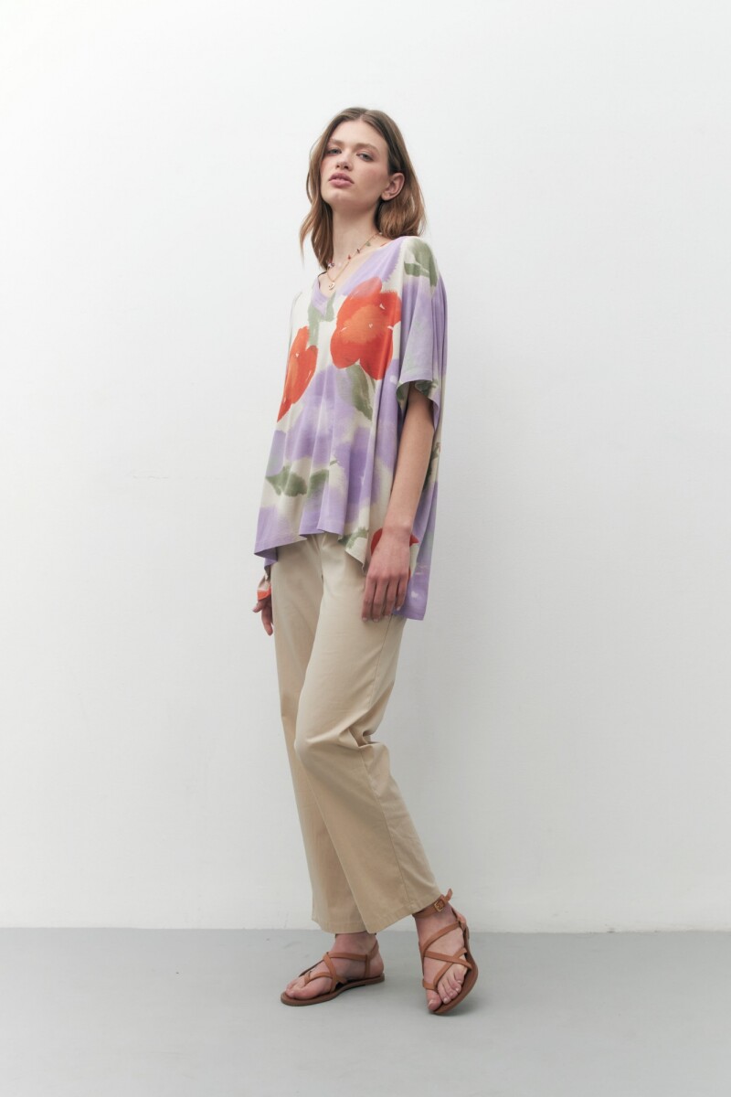 Remera con estampa floral - multicolor 