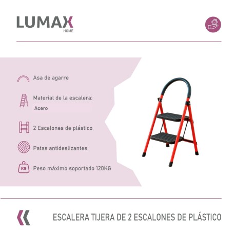 Escalera Tijera 2 Escalones De plastico Rojo/Negro