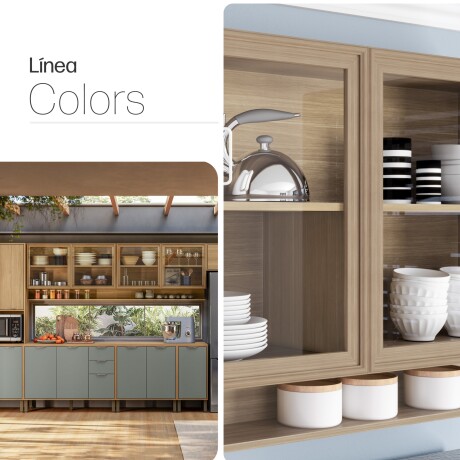 JUEGO DE COCINA 7 MODULOS LINEA COLORS FREIJO Y VERDE