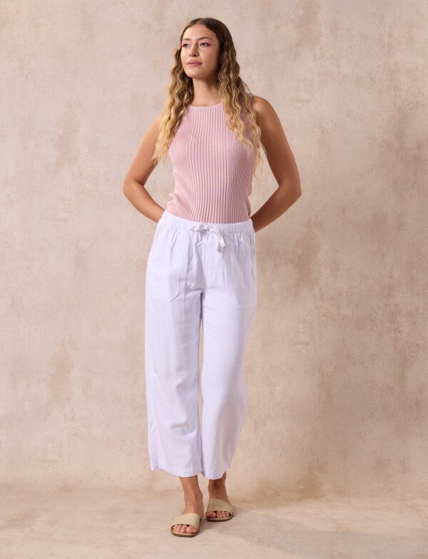 Pantalon Algodon Crop BLANCO
