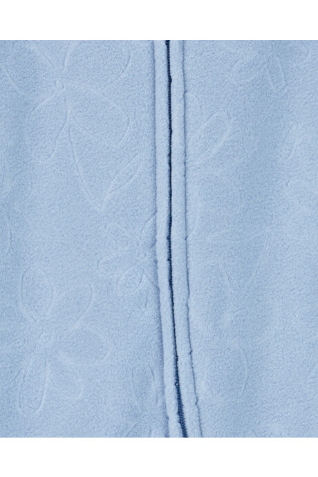 Pijama una pieza de micropolar, con pie, azul, diseño floral. Talles 0-9M Sin color