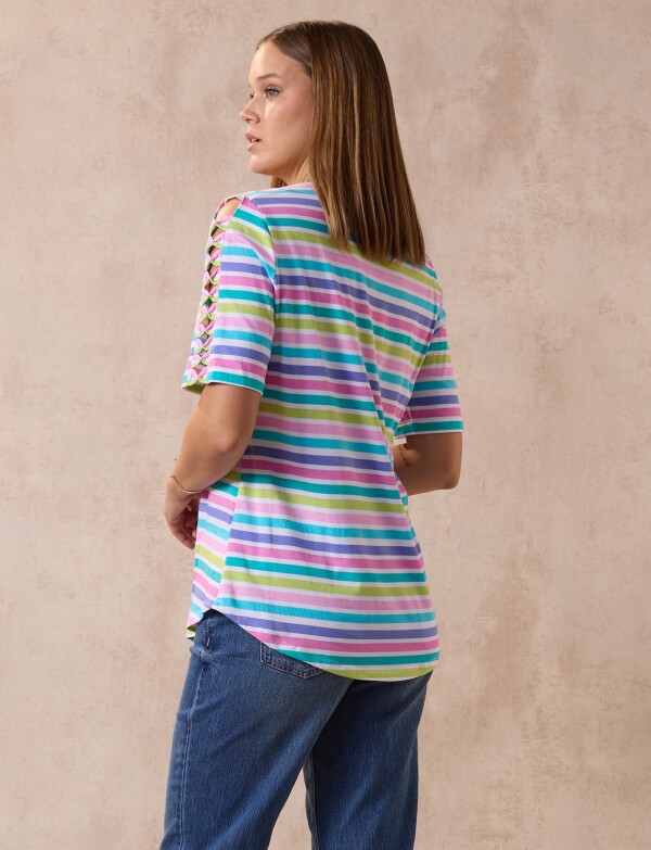 Remera Algodon Lineas MULTI/ROSA