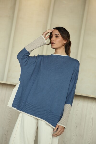 Buzo Pameli Cotton Azul beige y visón