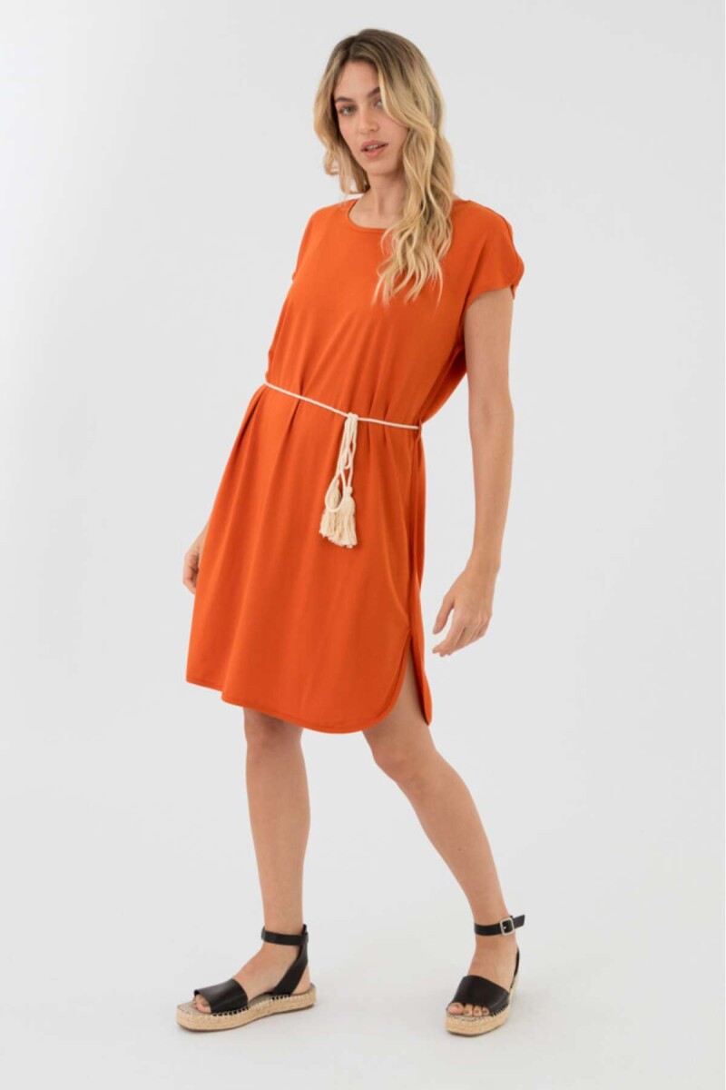 Vestido nautico liso - Terracota 