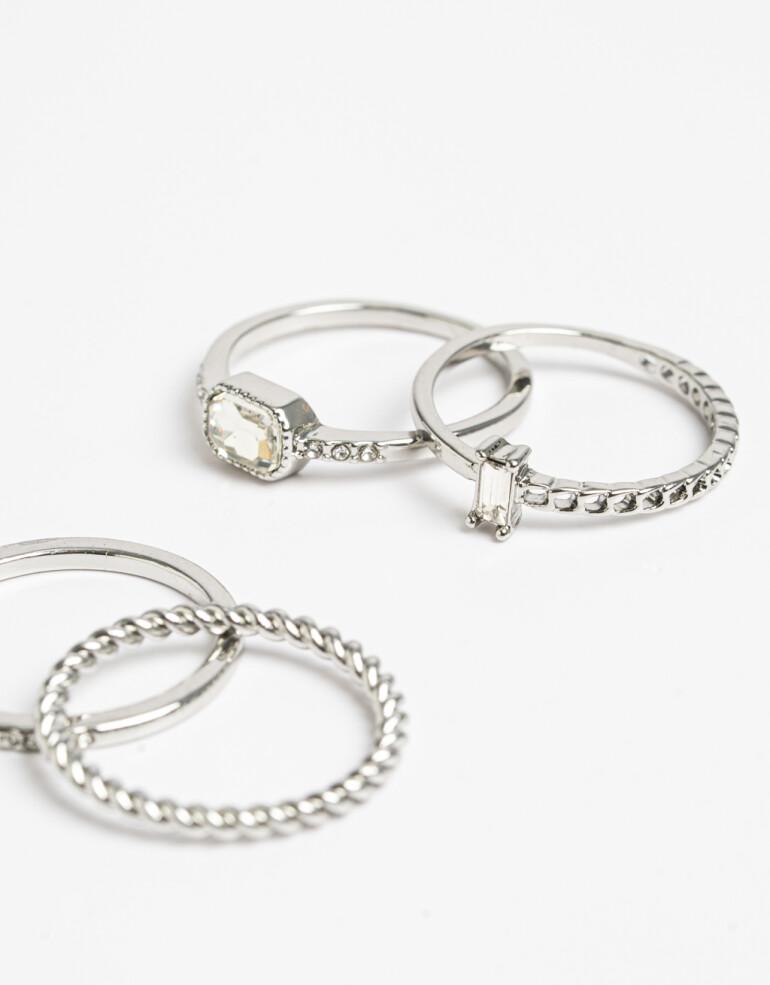 Sets Anillos Strass Set De Anillos Con Strass - Cristal