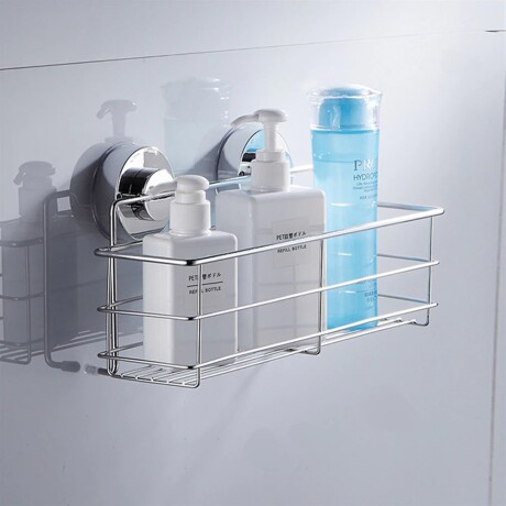 Organizador Baño Ducha Cocina c/Ventosa a Pared Acero Inox Plateado