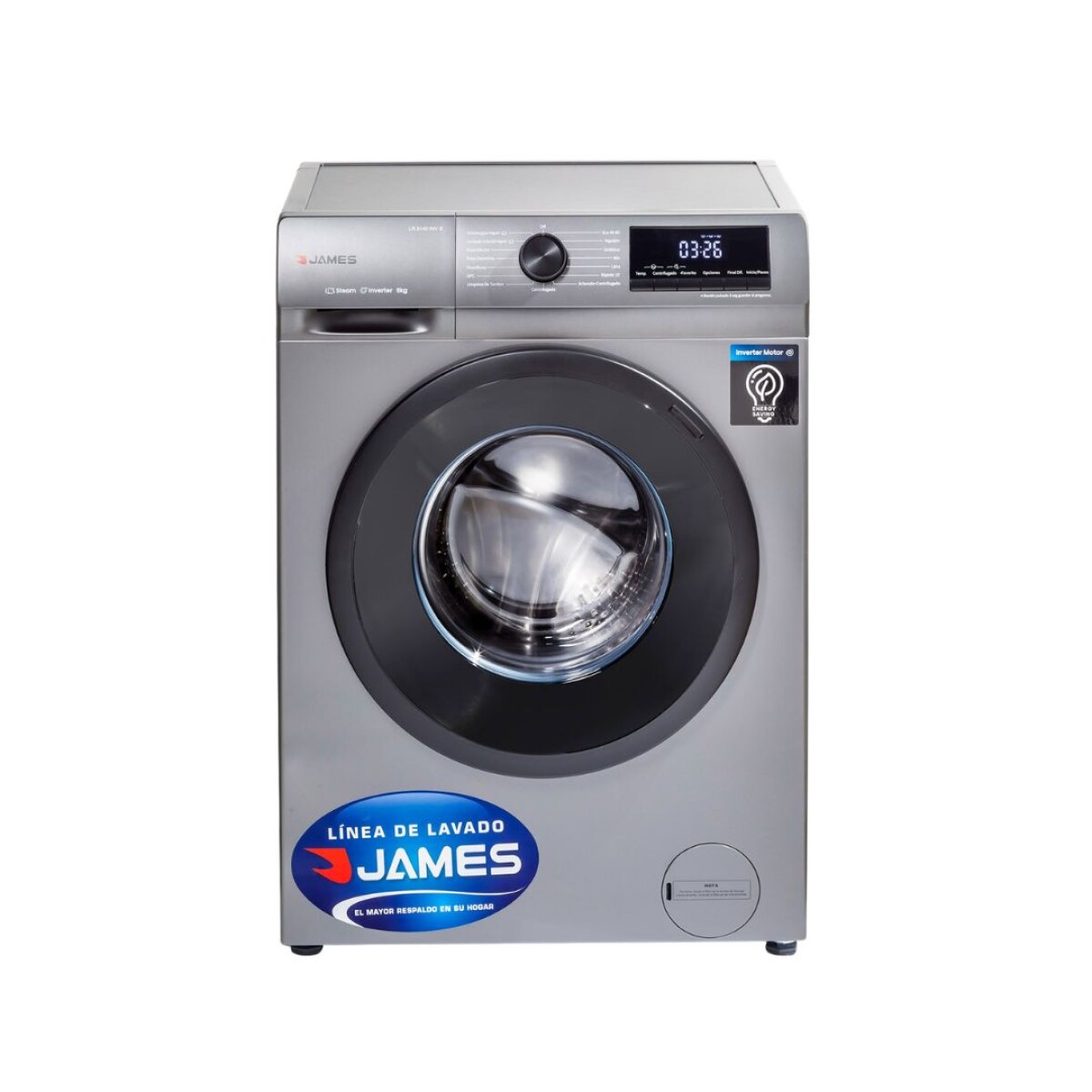 Lavarropas Carga Frontal Silver 8 Kg - Modelo LR 8140 INV S - James 