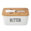 PORTA MANTECA CERAMICA C/TAPA BAMBU/CUCHILLO Unica
