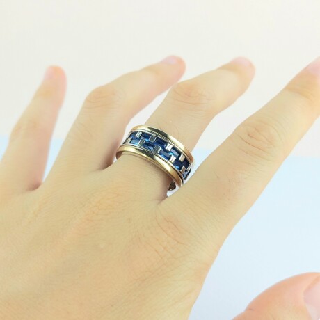 Anillo de plata 925 y double en oro 18 ktes con circonia, DAMERO. Anillo de plata 925 y double en oro 18 ktes con circonia, DAMERO.