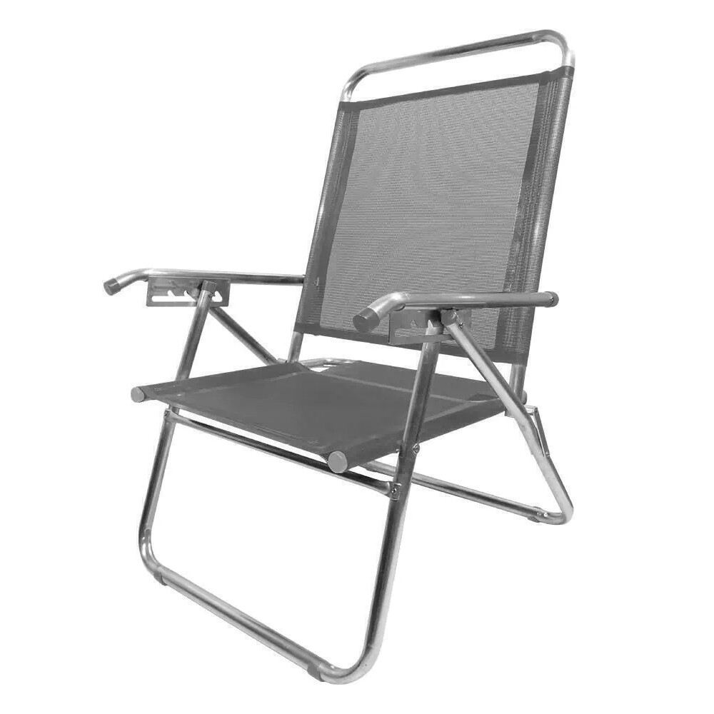 Sillón reclinable en aluminio King, 140 kg súper resistente GRIS