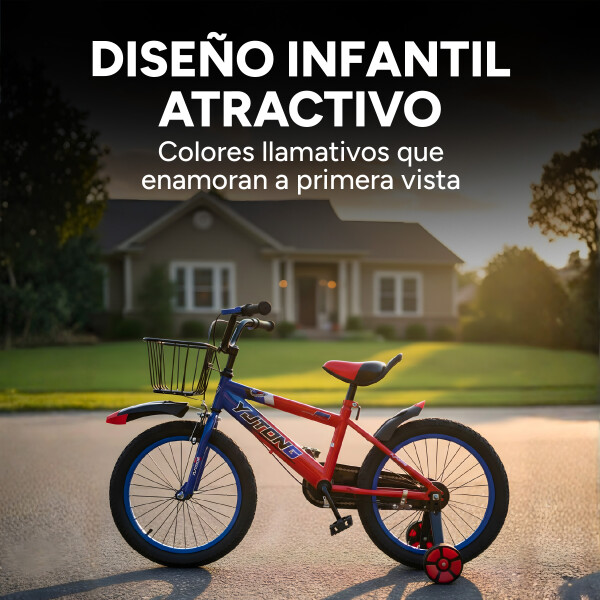 Bicicleta Infantil Yjtong R18 Canasto Parrilla Guardabarros Rojo 1