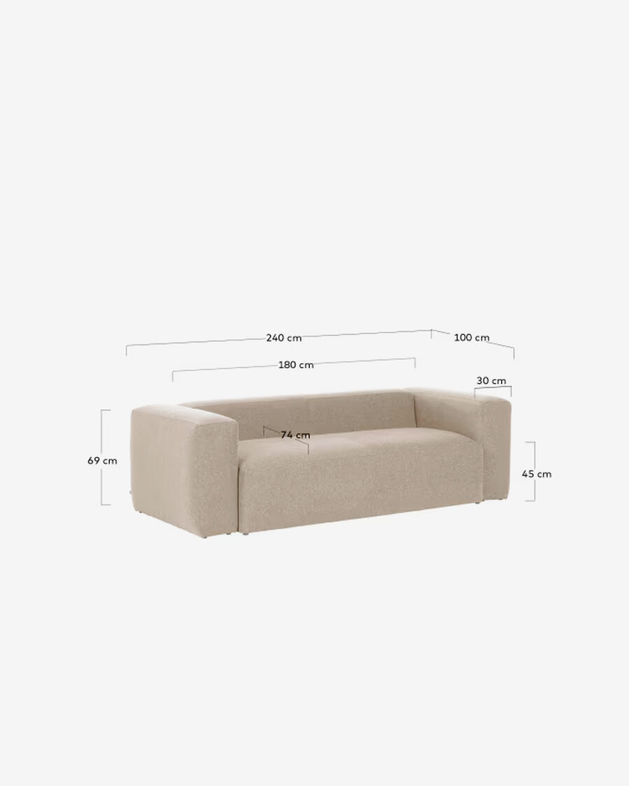 Sofá Blok 3 plazas beige 240 cm