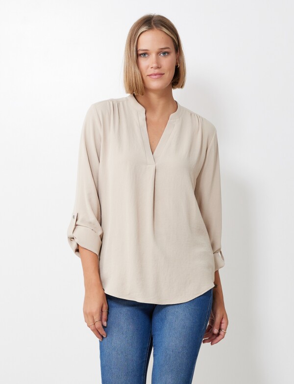 Blusa Escote V BEIGE