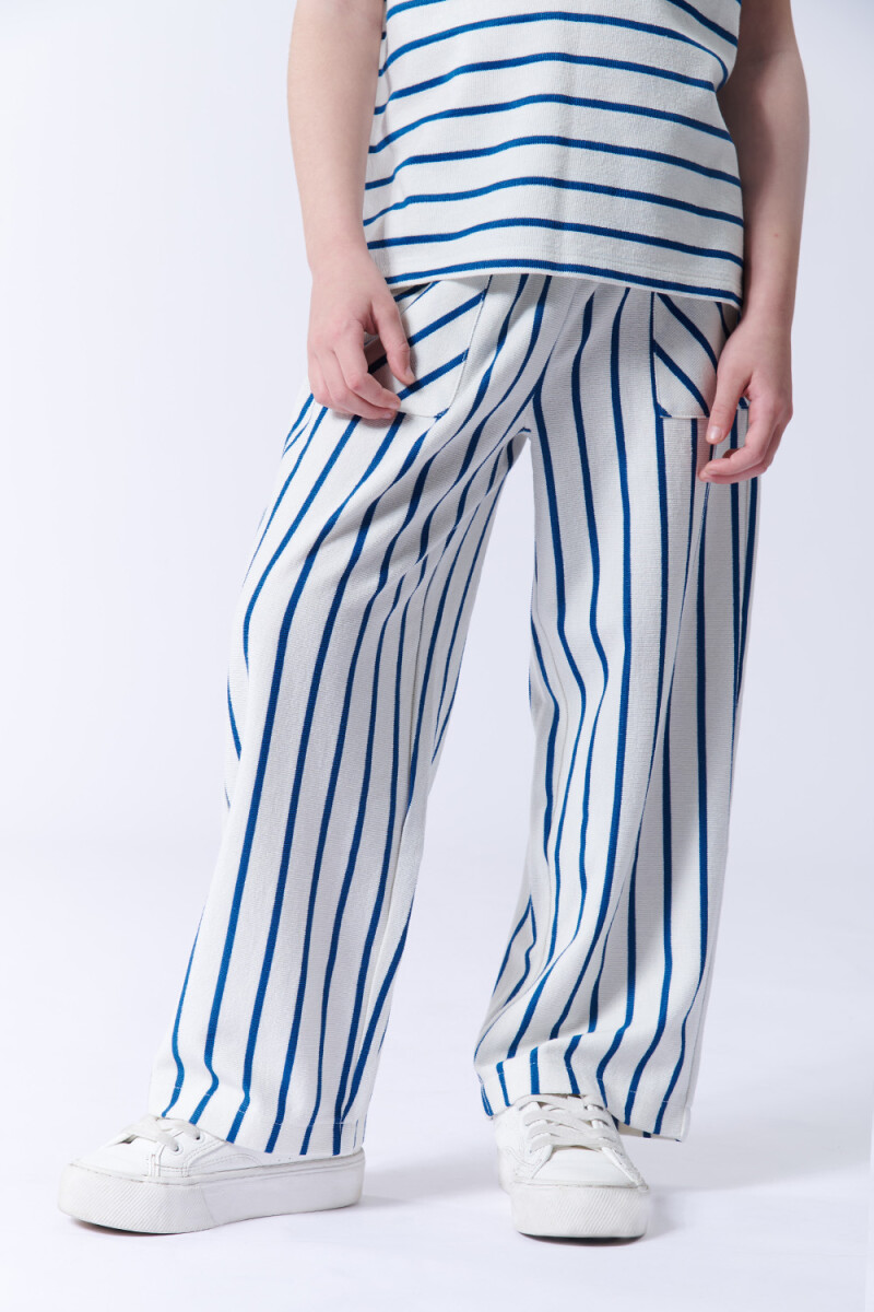 Pantalón con bolsillos rayas Azul