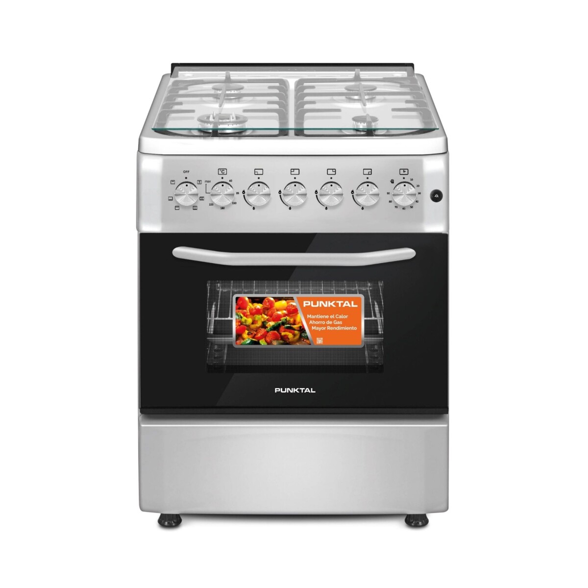 COCINA INOX 4 GAS HORNO 66 LTS.- HORNO ELECT.-CONVECCION - GRILL - acero inoxidable 