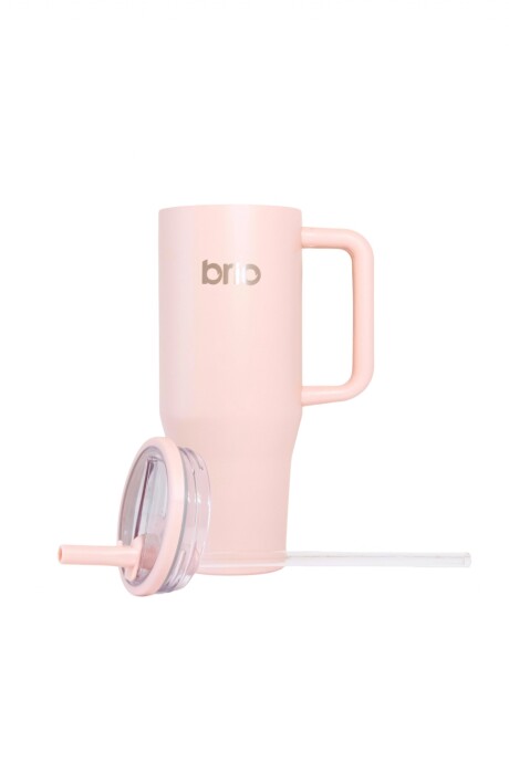 Vaso térmico brio 1200ml / Con tapa y sorbito Rosa pastel