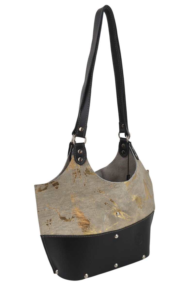 Matera dama cuero en madera dividida Beige con dorado