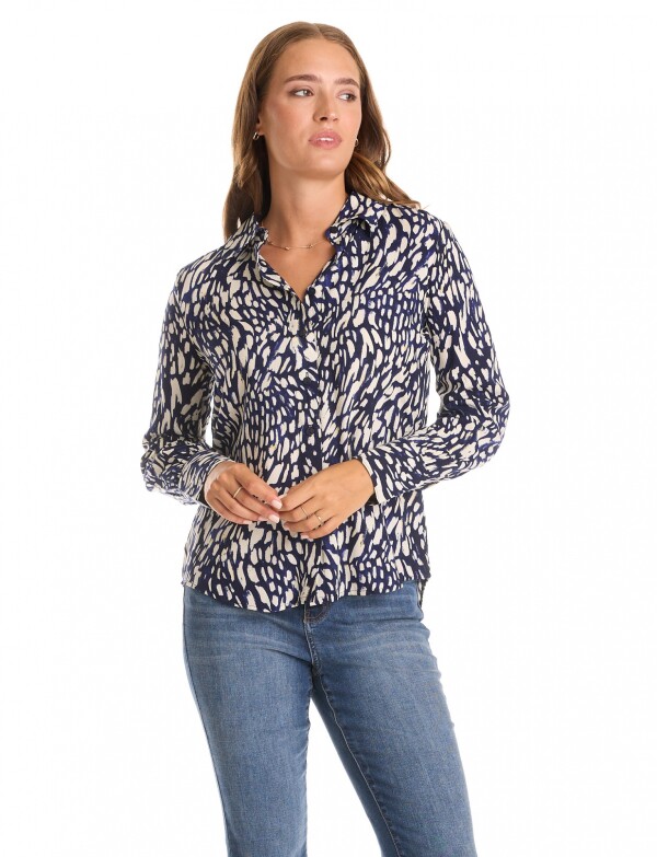 Camisa Print AZUL/BLANCO