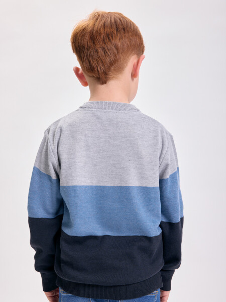 Buzo punto color block Gris