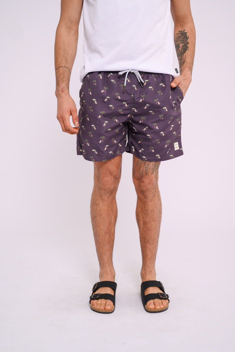 Short de baño estampado Azul