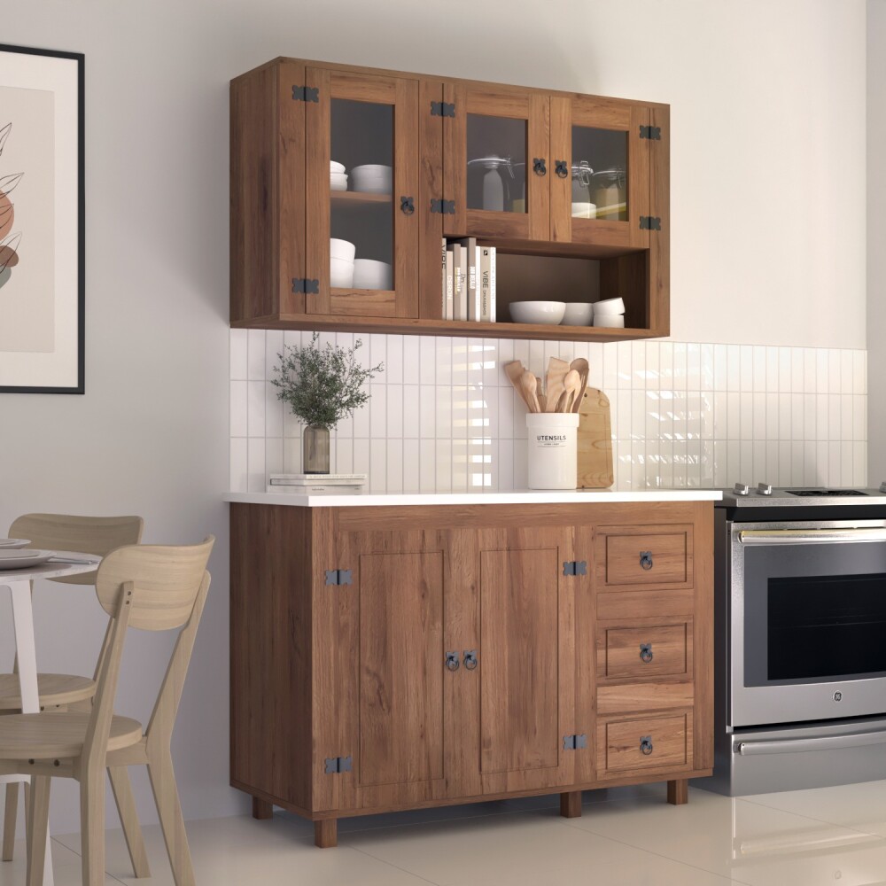 Aereo 3 Puertas Vidrio - Nogal - Linea Mexicana Aereo 3 Puertas Vidrio - Nogal - Linea Mexicana