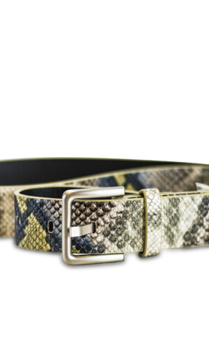 CINTO FRIDA REPTIL JEAN, PISTACHO Y TOPO 100 CMS.