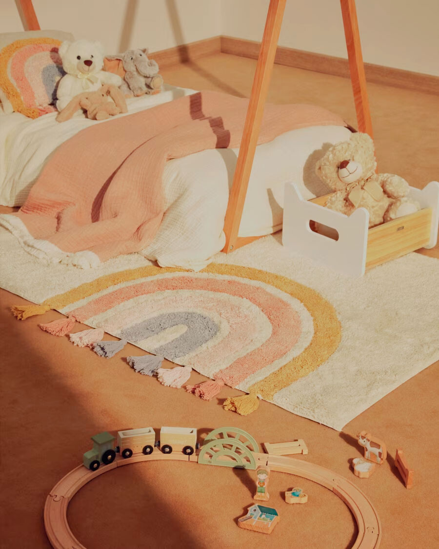 Alfombra Tadea algodón arcoíris multicolor 90 x 150 cm Alfombra Tadea algodón arcoíris multicolor 90 x 150 cm