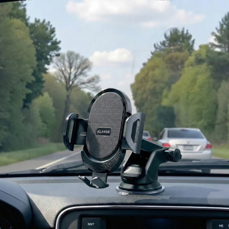 Soporte de celular para auto Klasse | Base de ventosa adherente | Color negro Soporte de celular para auto Klasse | Base de ventosa adherente | Color negro