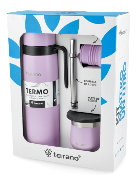 Kit Termo Manija Rígida Con Mate Flap y Bombilla Lila