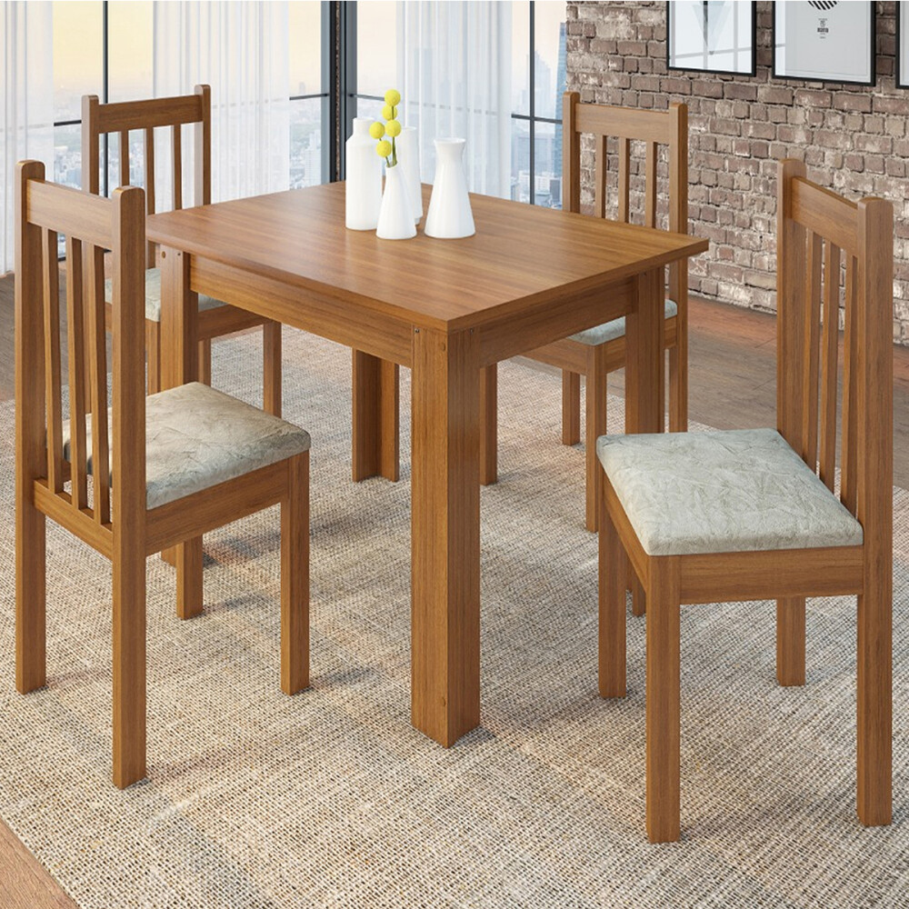 Juego de comedor mesa y 4 sillas madera maciza Juego de comedor mesa y 4 sillas madera maciza