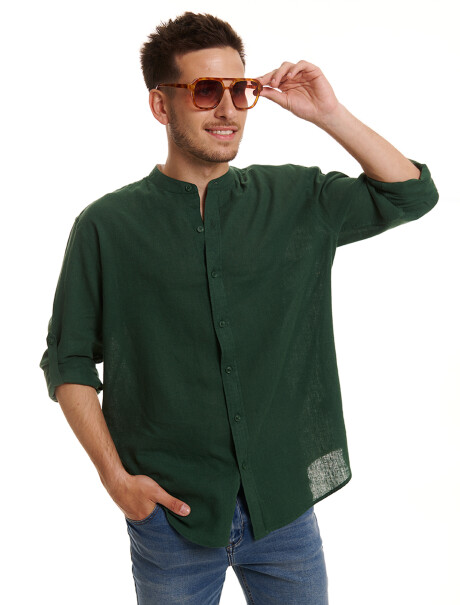 Camisa m/l lino verde