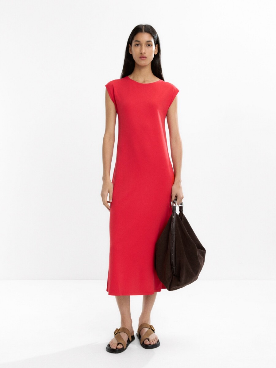 Vestido Midi Liso rojo