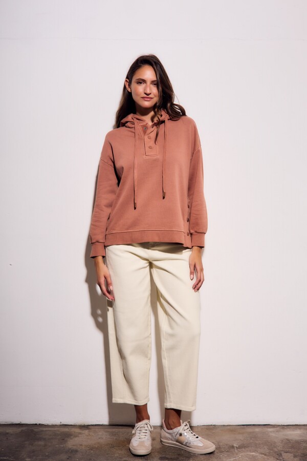 Sweater Capucha Lavado Mocha