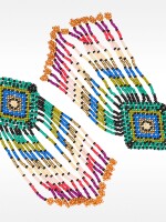 Pendientes De Rombo A Rayas Con Abalorios multicolor
