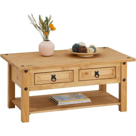 Mesa de centro ESTILO MEXICANO 2 cajones Color CERA NATURAL Mesa de centro ESTILO MEXICANO 2 cajones Color CERA NATURAL