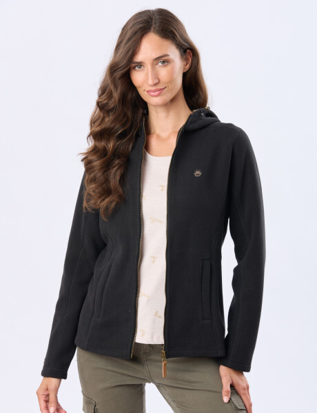 CAMPERA POLAR CON CAPUCHA Negro